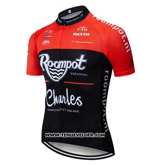2019 Maillot Ciclismo Roompot Charles Rouge Noir Manches Courtes et Cuissard